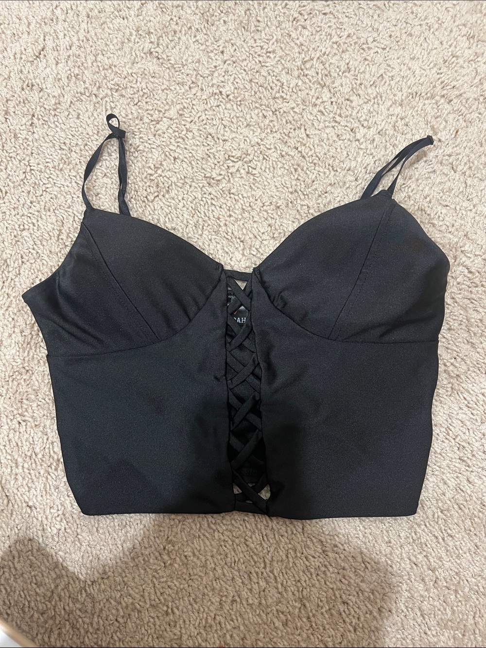 Black Lace Bustier Crop Top